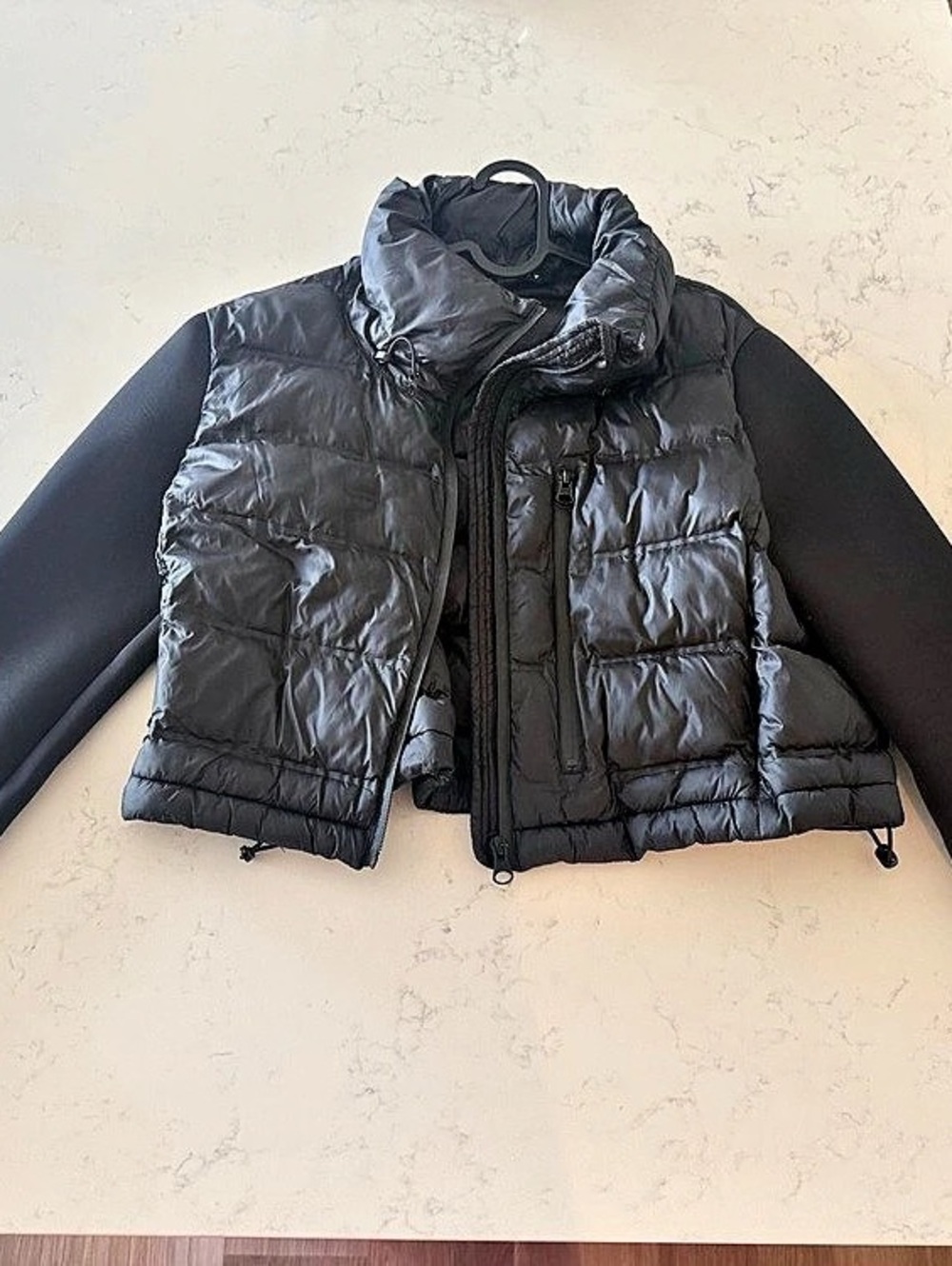 Zara Cropped Combination Puffer Jacket Black